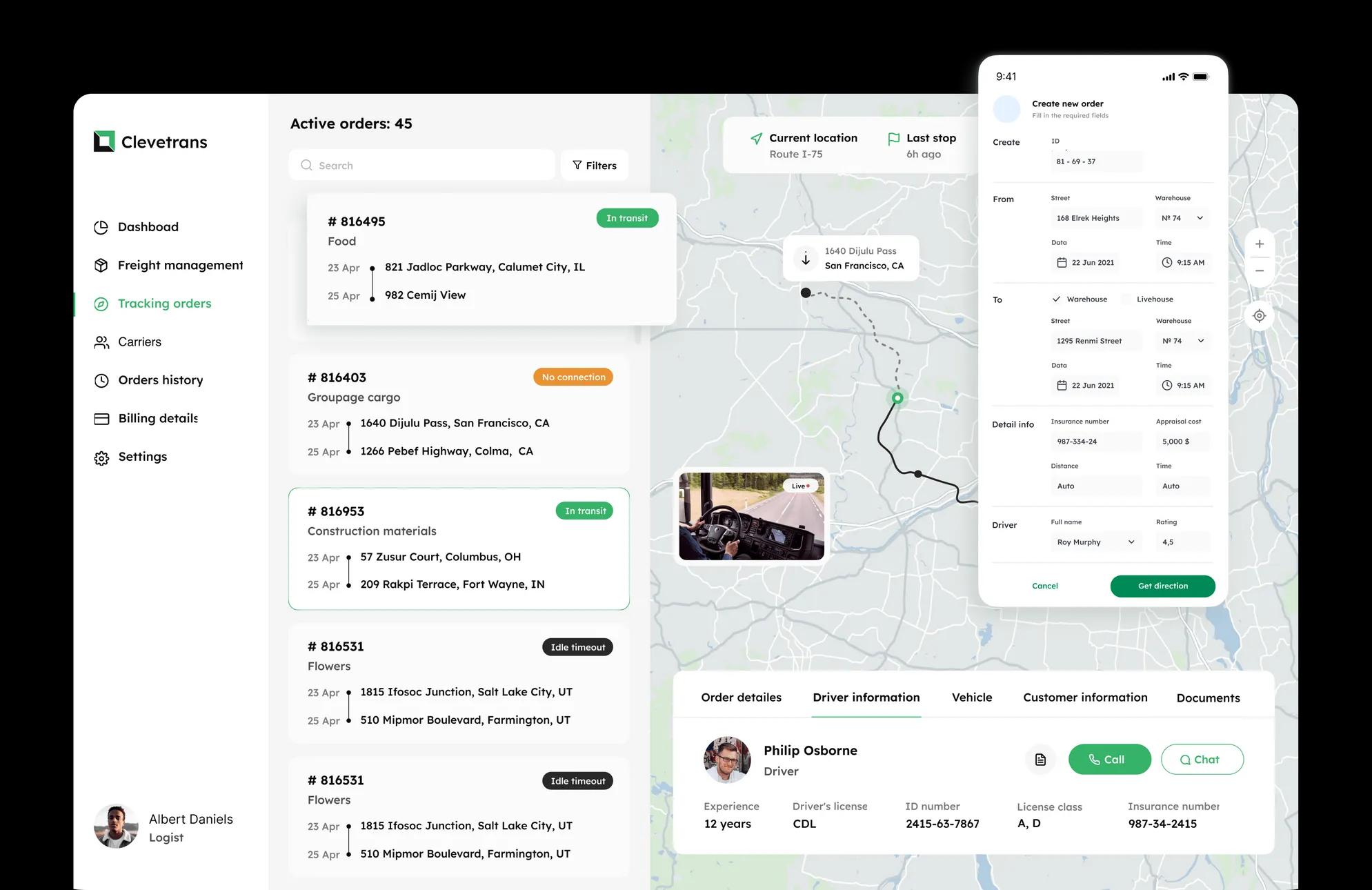 Transportation Management System with Route Planning